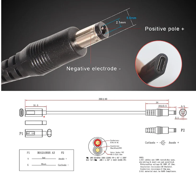 12V DC adapter for car and caravan air purifier use UK