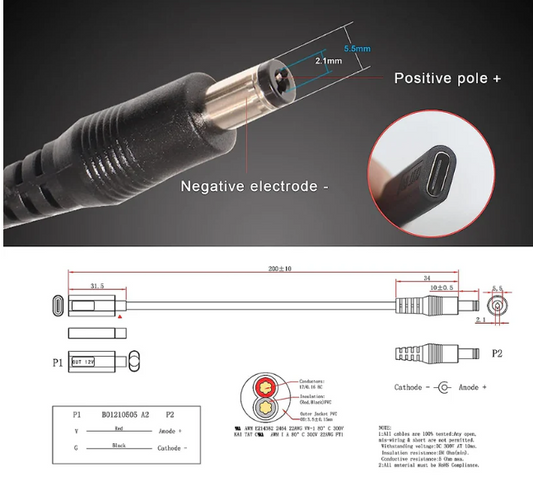 12V DC adapter for car and caravan air purifier use UK
