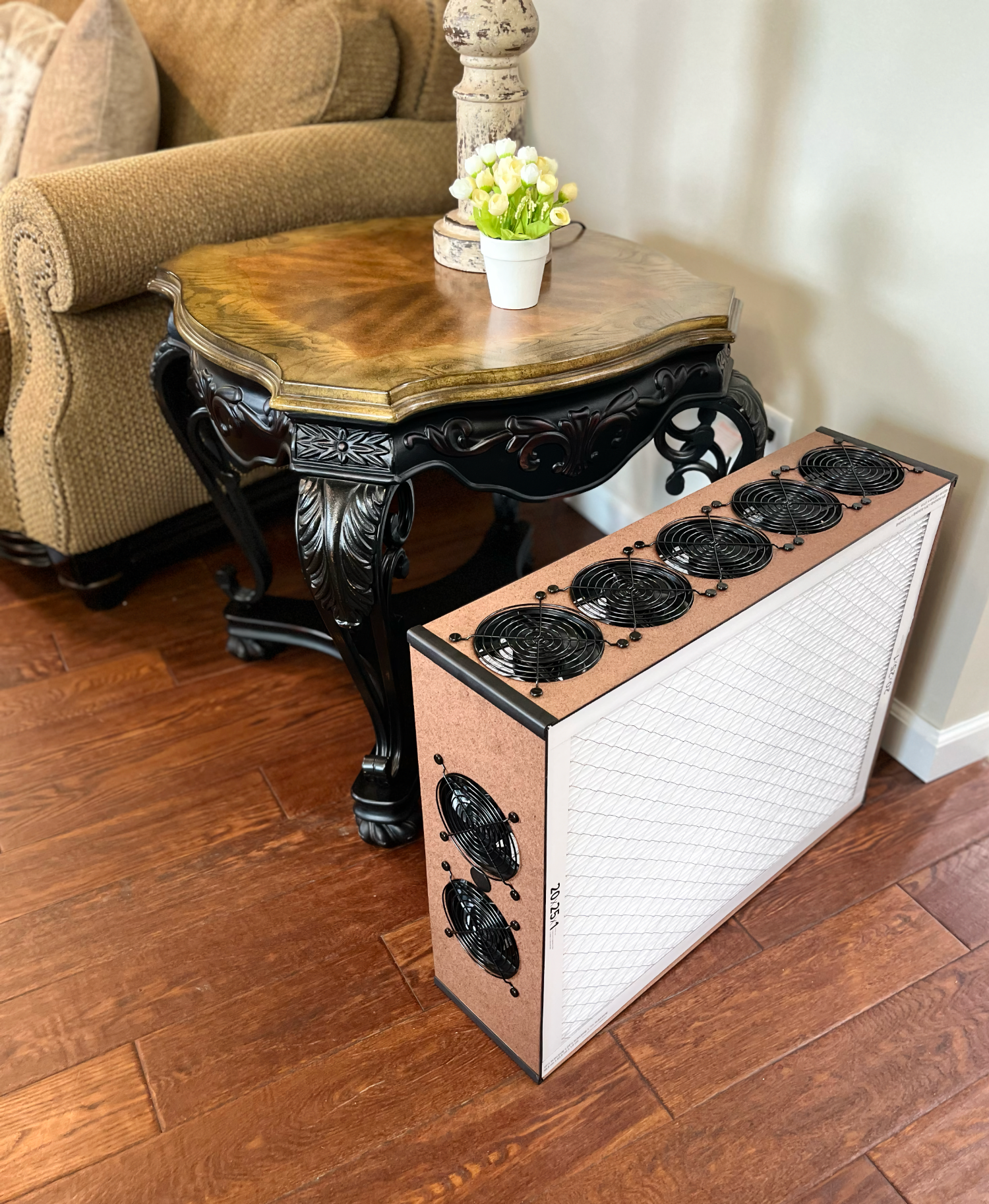 Luggable air purifier elegant wood finish design