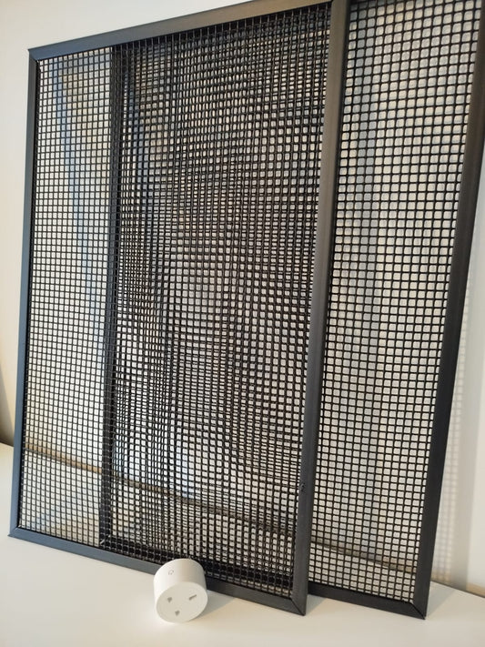 Hex mesh filter guard pair for Luggable air purifiers — fine protective mesh panels