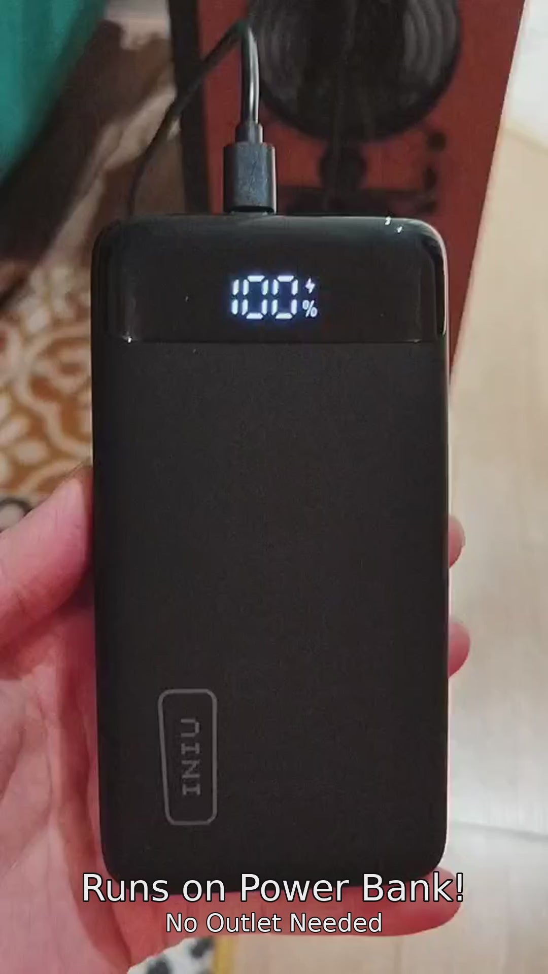 Luggable Air Purifier running on USB Power Bank - Portable Off-Grid Demo