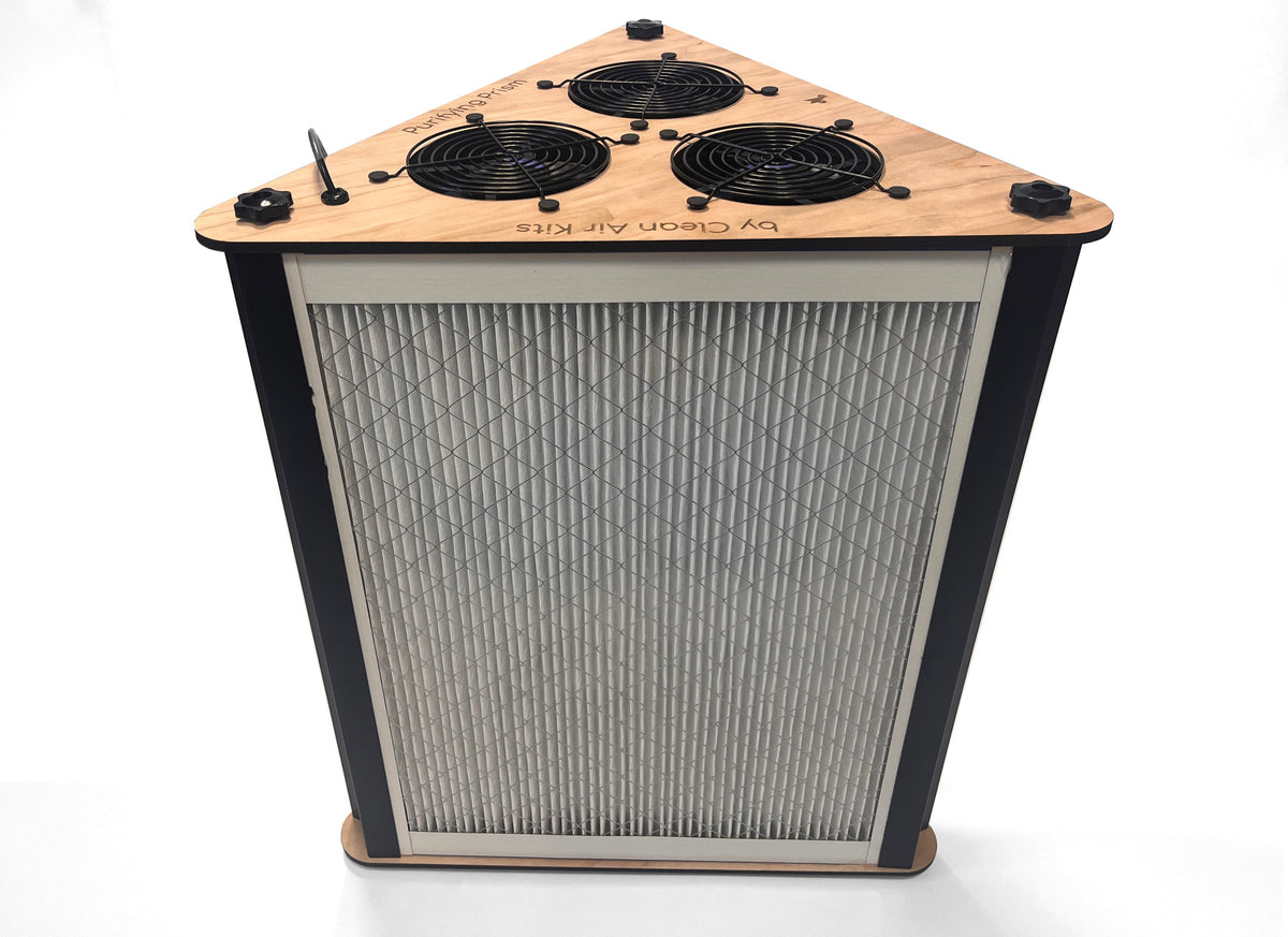 Purifying Prism 3-fan triangular air purifier with cherry panel